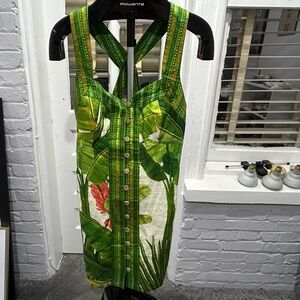 Farm Rio fresh forest scarf mini dress